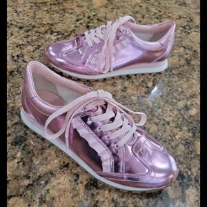 Tory Burch Tory Sport Ruffle Pink Shiney Athletic Running Shoes Womens 7 New